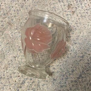 Vintage Elegant Glass Vase with Pink Rose Design